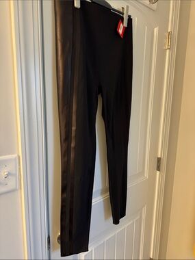 NWT SPANX Black Leggings with Satin Side Stripe